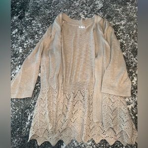 Women’s crochet tan cardigan